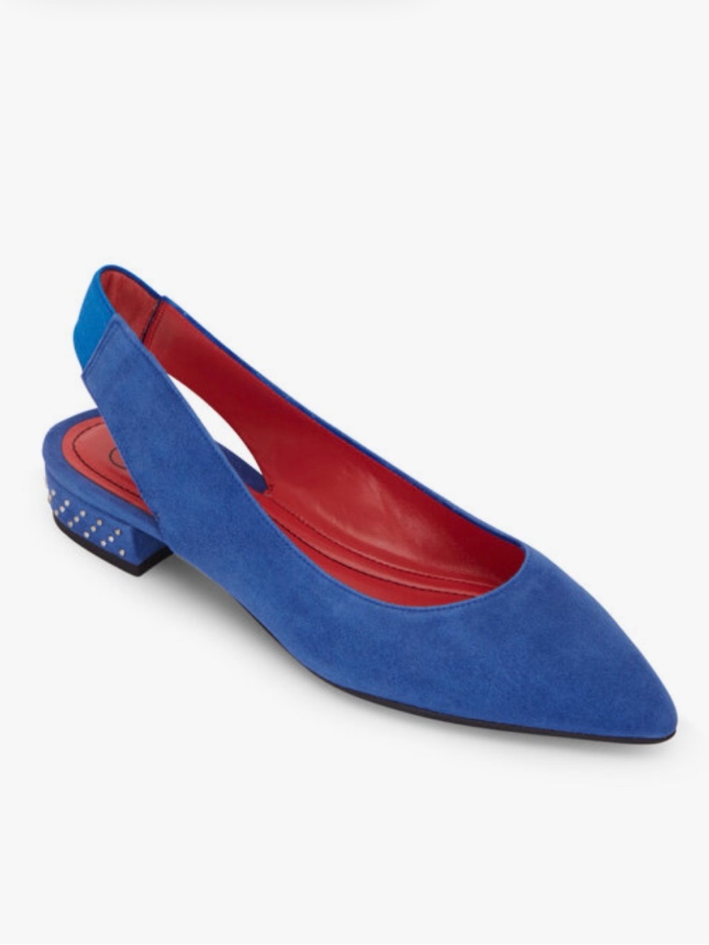New! Pas De Rouge Janet pointed toe blue suede slingbacks size 38